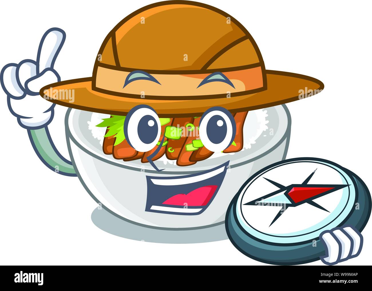 Explorer donburi è cotta in una padella Illustrazione Vettoriale Explorer donburi è cotta in una padella Illustrazione Vettoriale