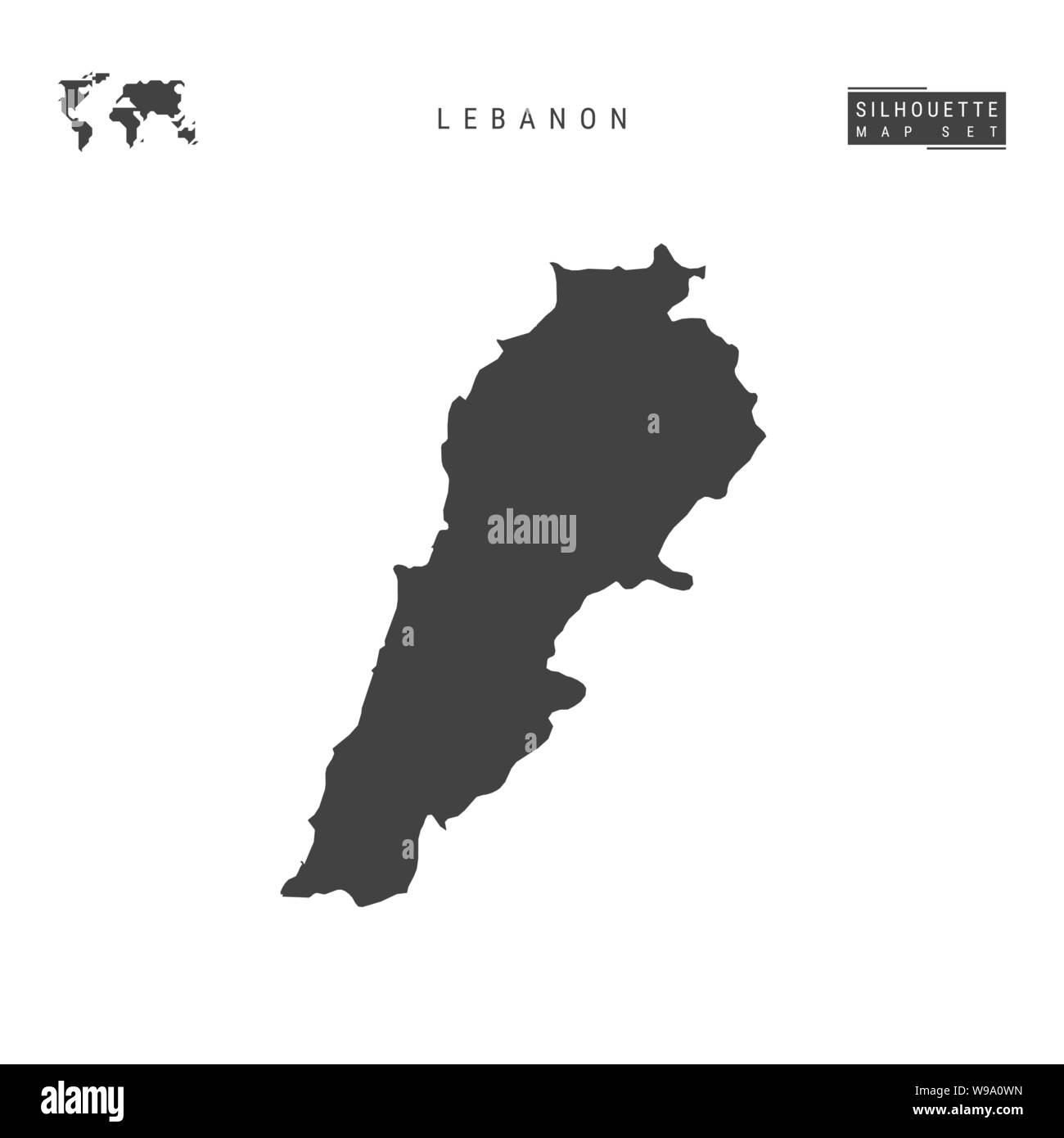 Il Libano vuoto mappa vettore isolato su sfondo bianco. High-Detailed silhouette nera Mappa di Libano. Illustrazione Vettoriale
