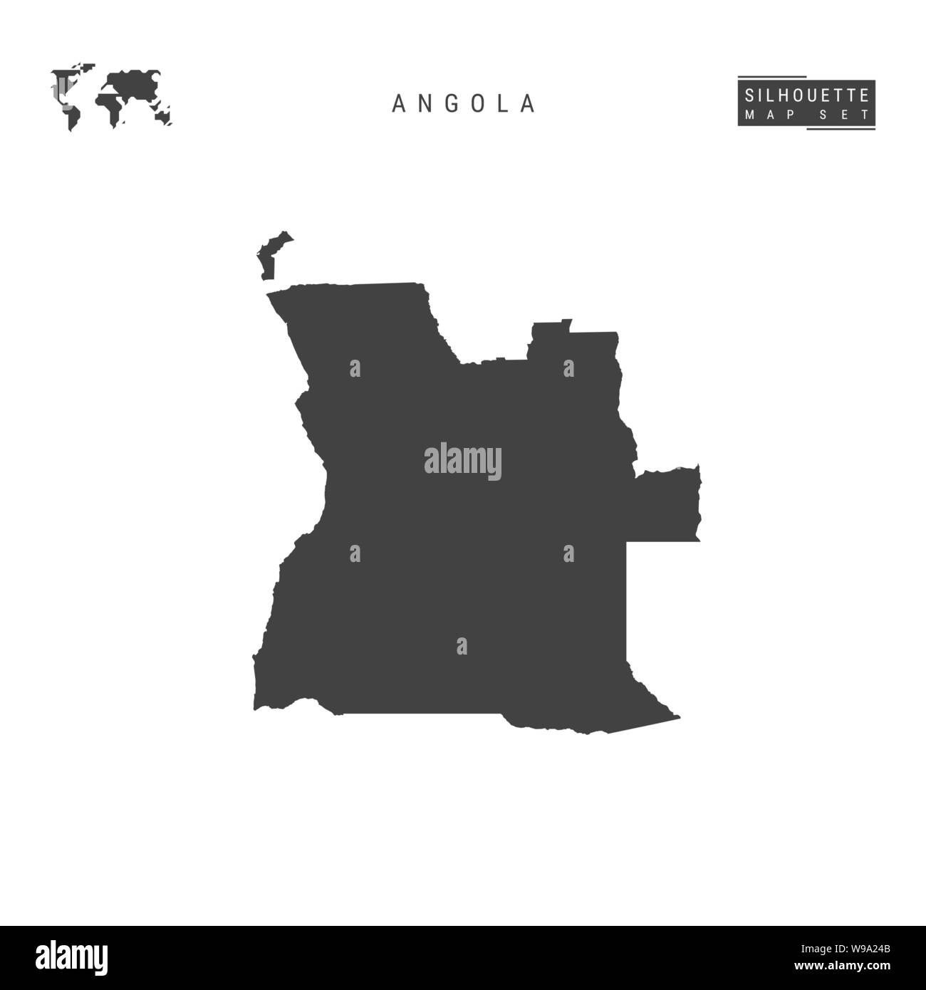 Angola vettore vuoto mappa isolati su sfondo bianco. High-Detailed silhouette nera Mappa di Angola. Illustrazione Vettoriale