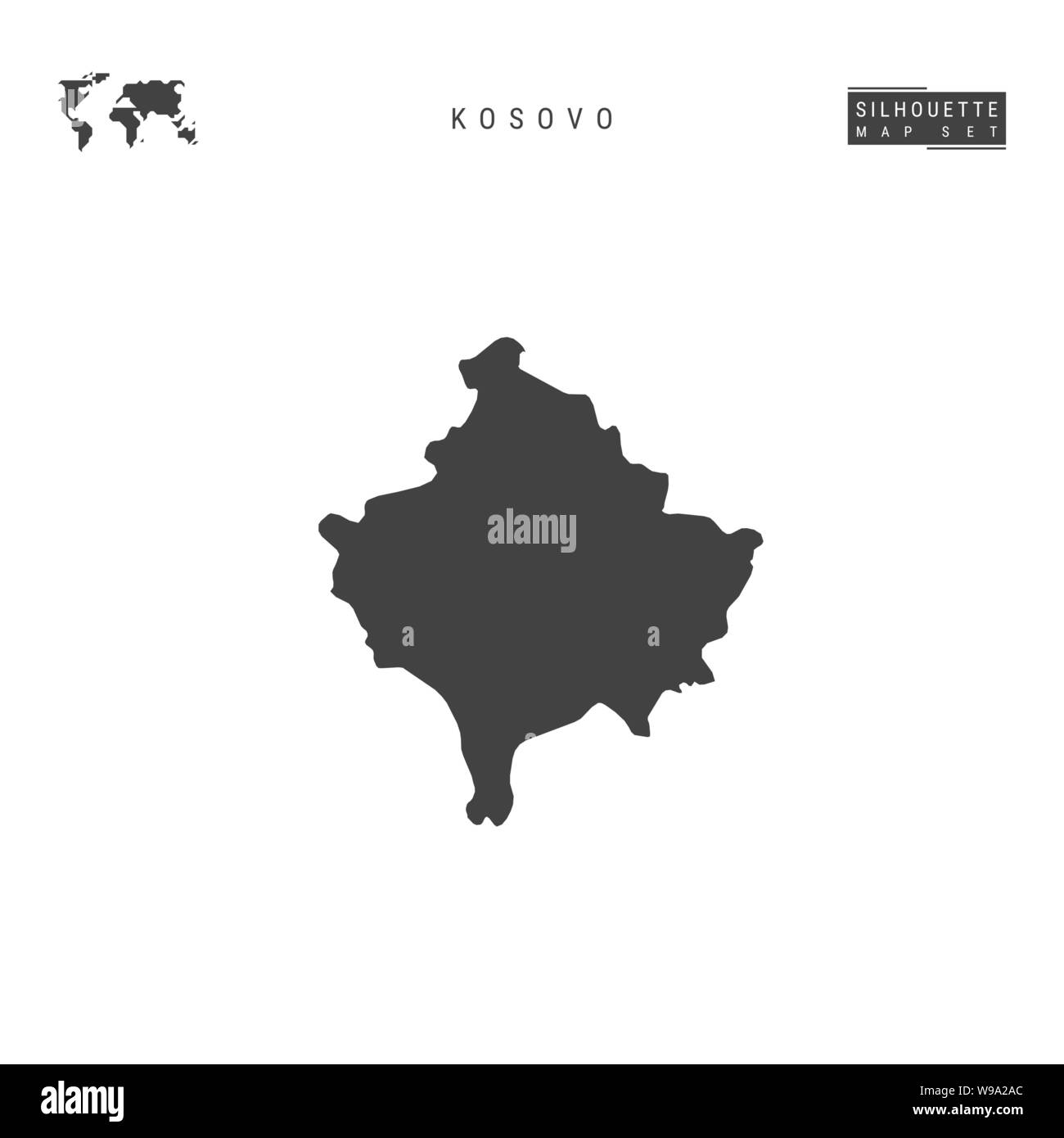 Il Kosovo vuoto mappa vettore isolato su sfondo bianco. High-Detailed silhouette nera Mappa del Kosovo. Illustrazione Vettoriale