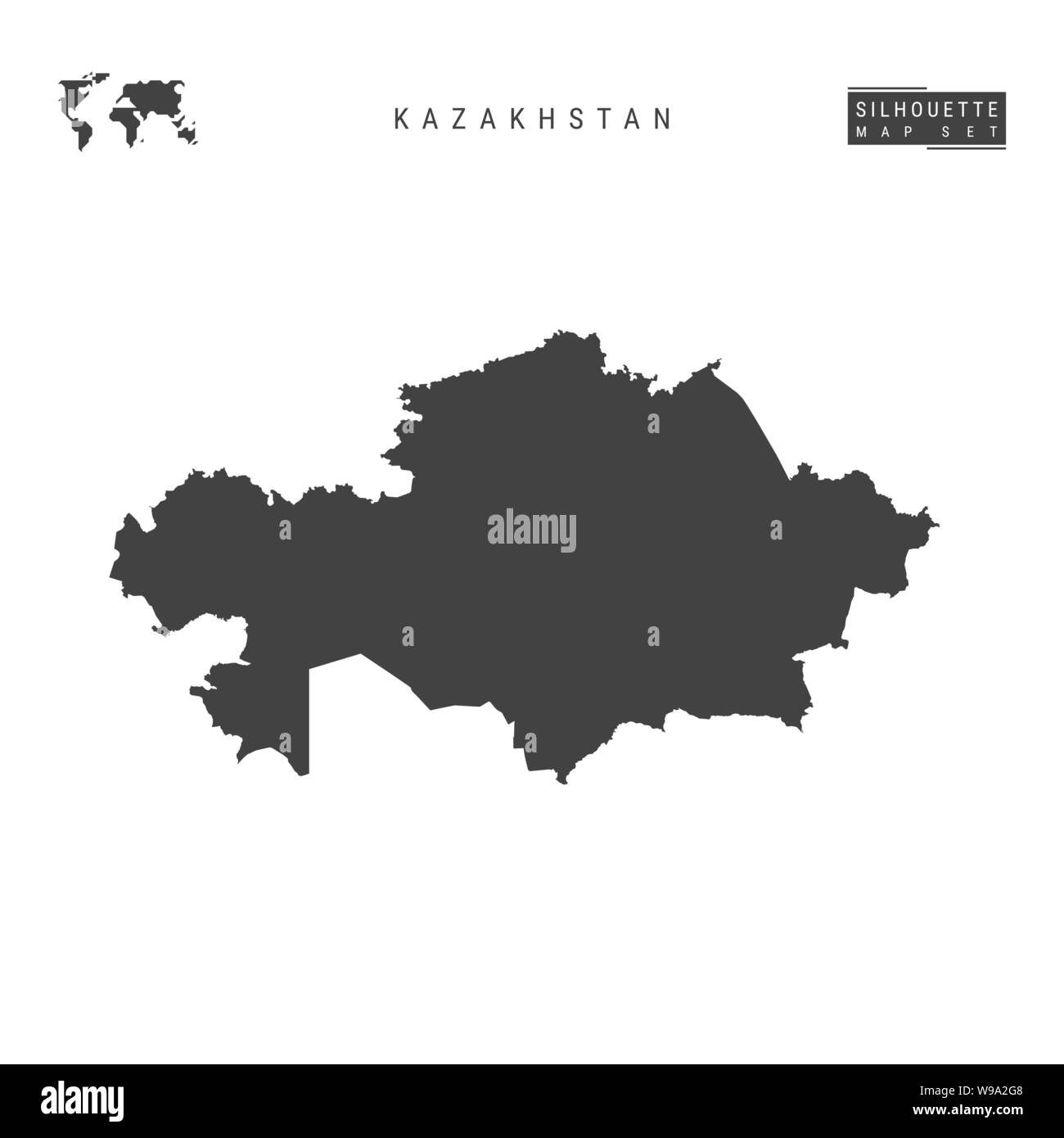 Il Kazakistan vuoto mappa vettore isolato su sfondo bianco. High-Detailed silhouette nera Mappa di Kazakistan. Illustrazione Vettoriale
