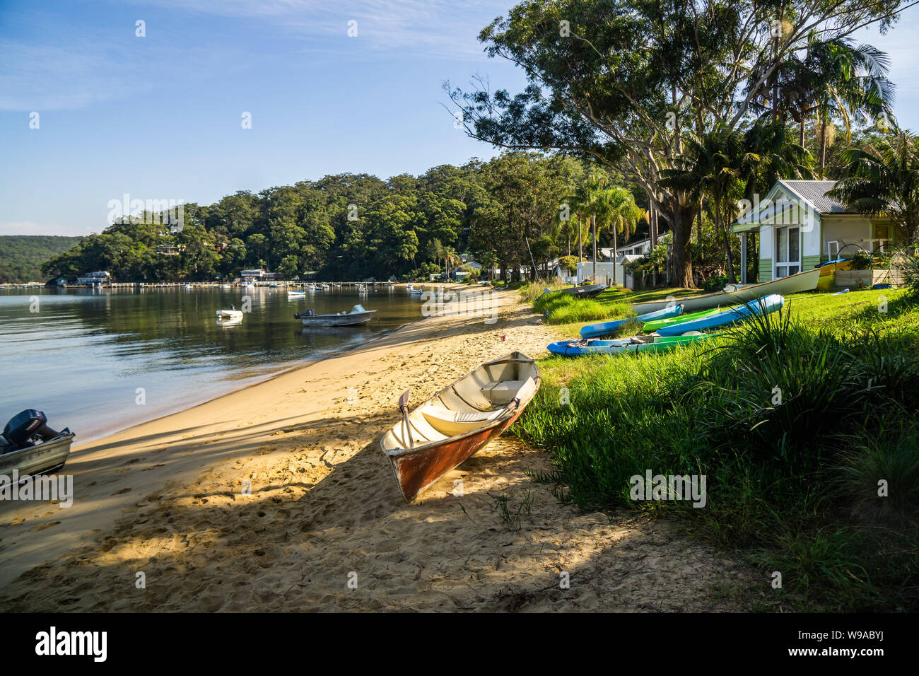 La spiaggia principale a sud di Dangar Isola, NSW Central Coast Foto Stock