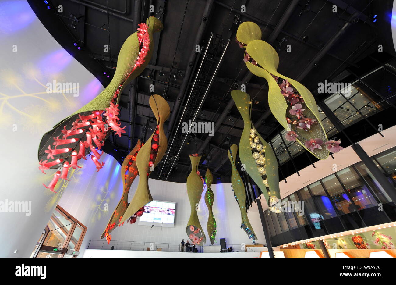Le installazioni sono visualizzate all'interno del Padiglione Australia nell'Expo di Shanghai, Cina, 18 aprile 2010. Foto Stock