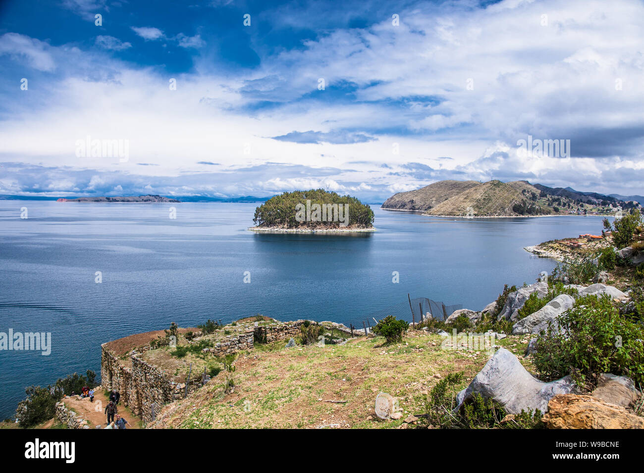 Isla de sol, Bolivia-Jan 4, 2019: vista panoramica da Isla del Sol isola sul lago Titicaca, Bolivia. Sud America. Foto Stock