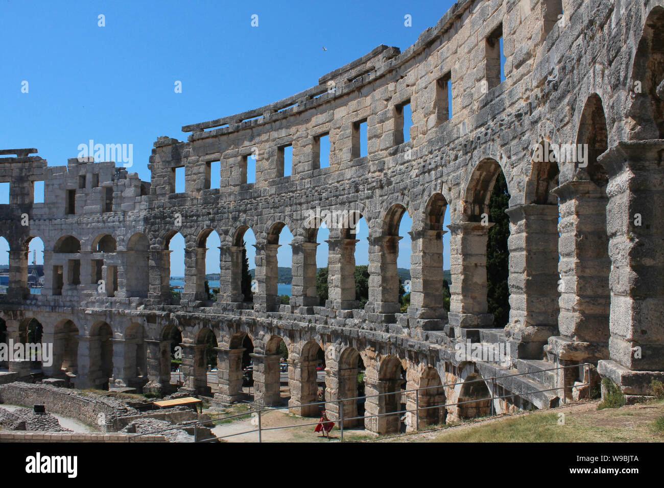 Pula, Anfiteatro, antica città romana, Istria, Croazia, luogo turistico Foto Stock