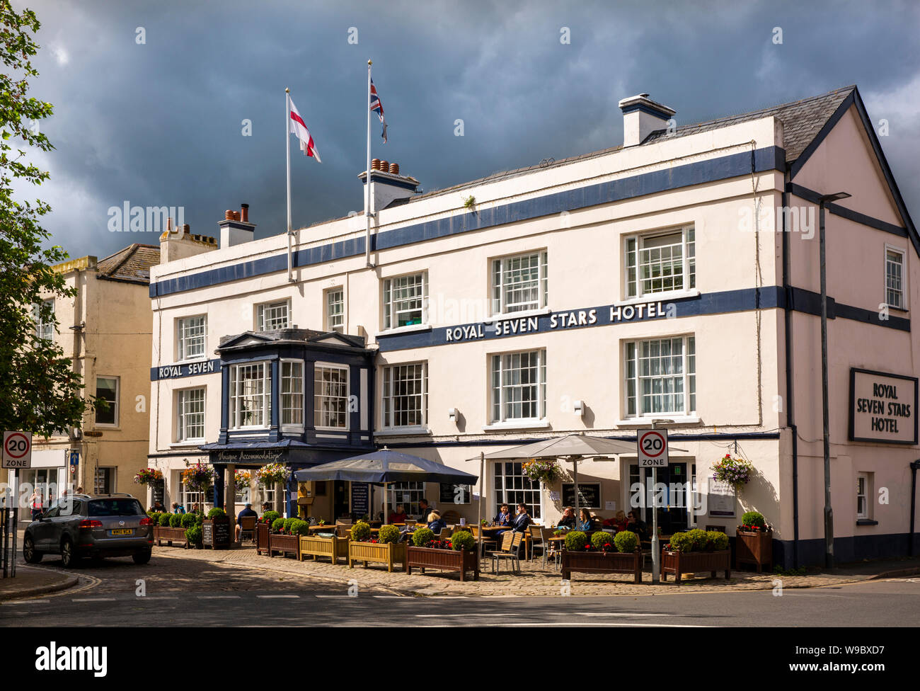Regno Unito, Inghilterra, Devon, Totnes, Fore Street, Royal 7 stars Hotel Foto Stock