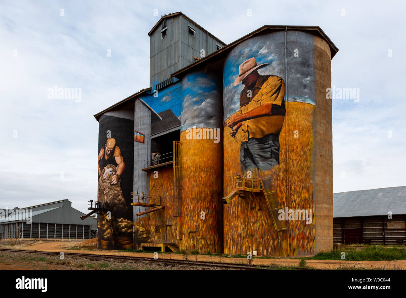 Il silo Weethalle progetto Arte in un blando Shire Council nel NSW Australia adottate il 29 Luglio 2019 Foto Stock