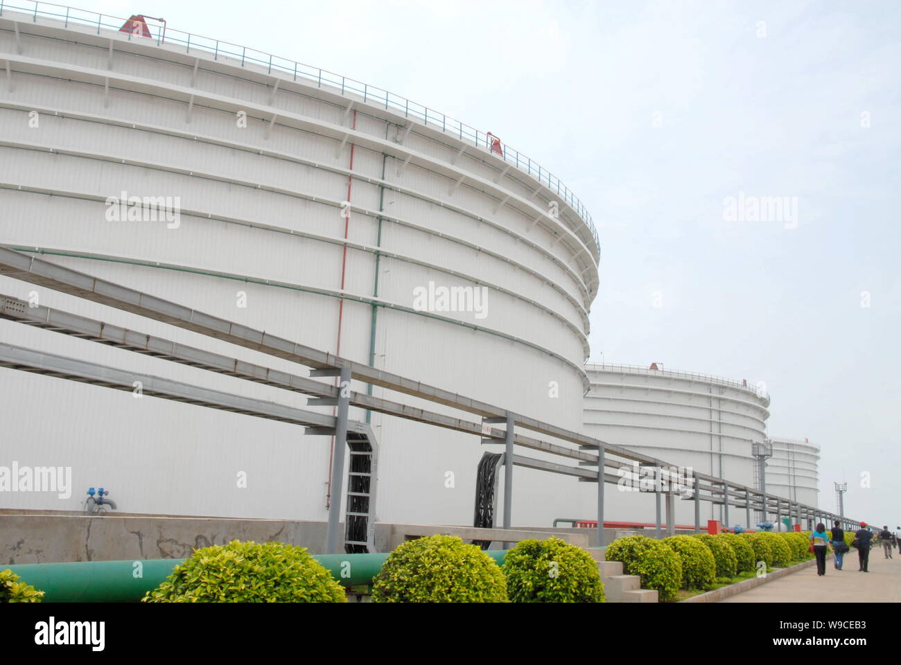 --FILE--serbatoi di olio sono visti in corrispondenza di una riserva di olio base della CNPC (China National Petroleum Corporation), genitore di PetroChina, nella città di Zhanjiang, est Chinas Foto Stock