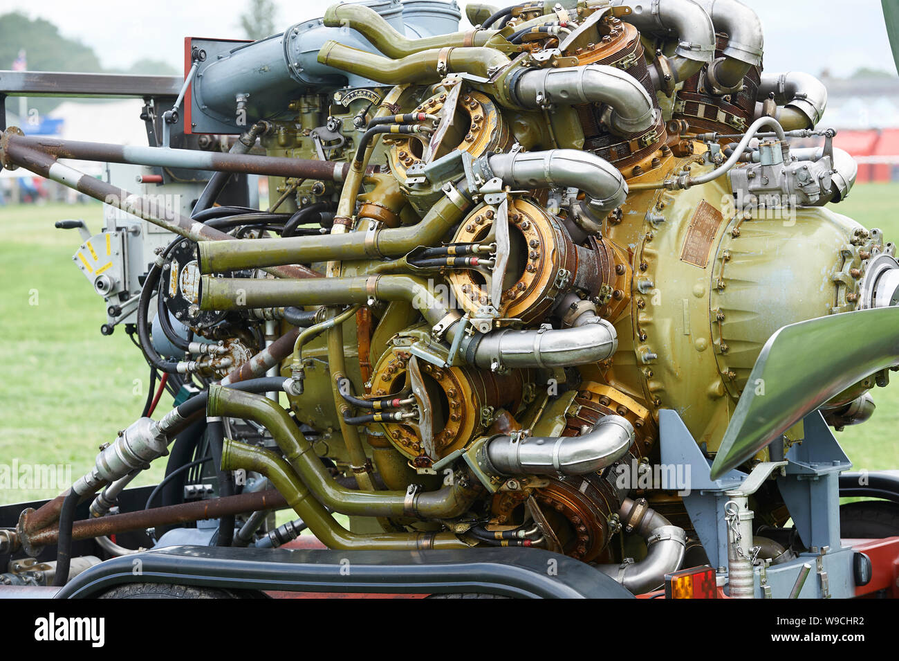 Bristol Hercules Aero Engine è iniziato come una visualizzazione statica a Driffield Rally di vapore, UK, GB. Foto Stock
