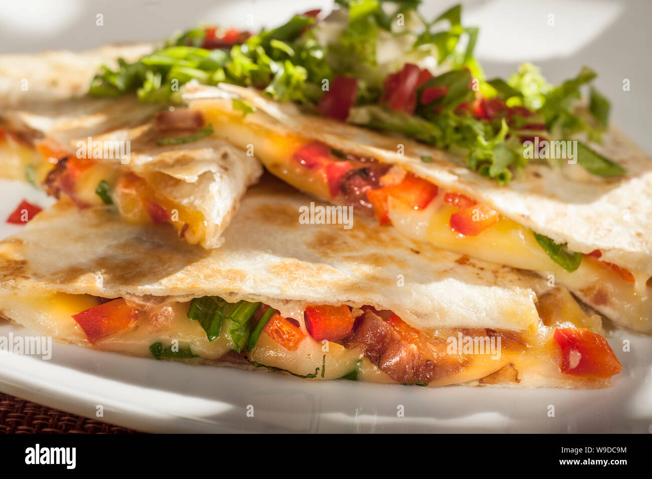 Formaggio pancetta Quesadilla Foto Stock