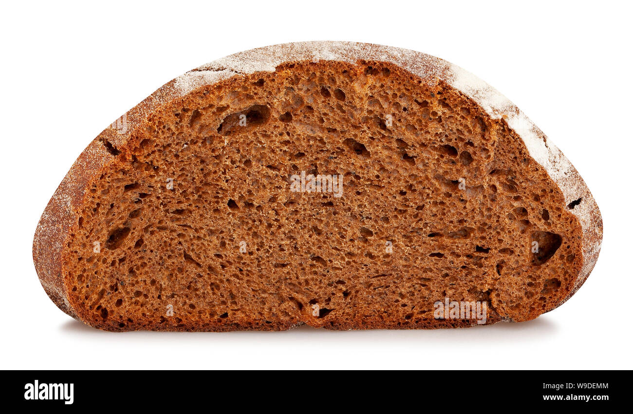 Rotondo a fette di pane integrale percorso isolato su bianco Foto Stock