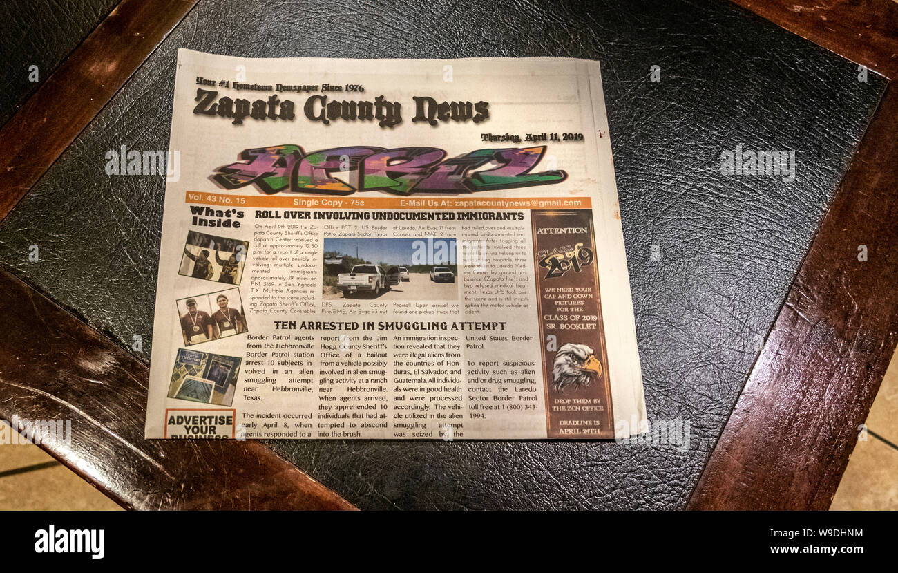 La Contea di Zapata giornale, Texas, Stati Uniti d'America Foto Stock