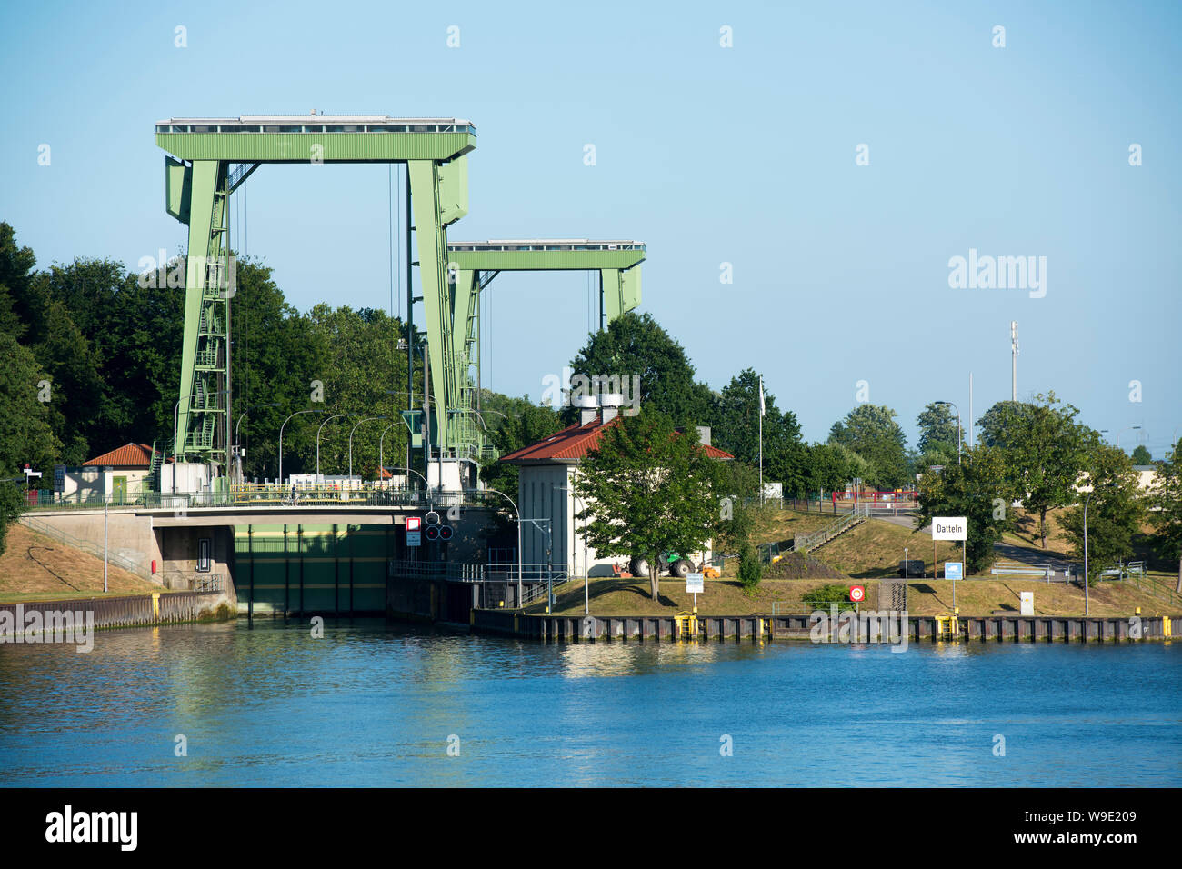 Deutschland, Ruhrgebiet, Kreis Recklinghausen, Datteln, Schleuse Datteln am Wesel-Datteln-Kanal, Foto Stock