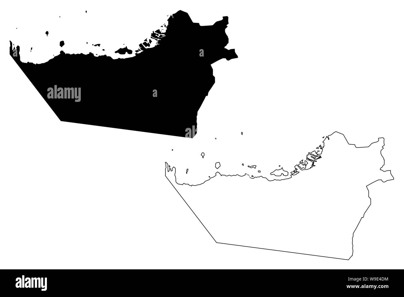 Emirato di Abu Dhabi (Emirati degli Emirati Arabi Uniti, Emirati Arabi) mappa illustrazione vettoriale, scribble schizzo Abu Dhabi mappa Illustrazione Vettoriale