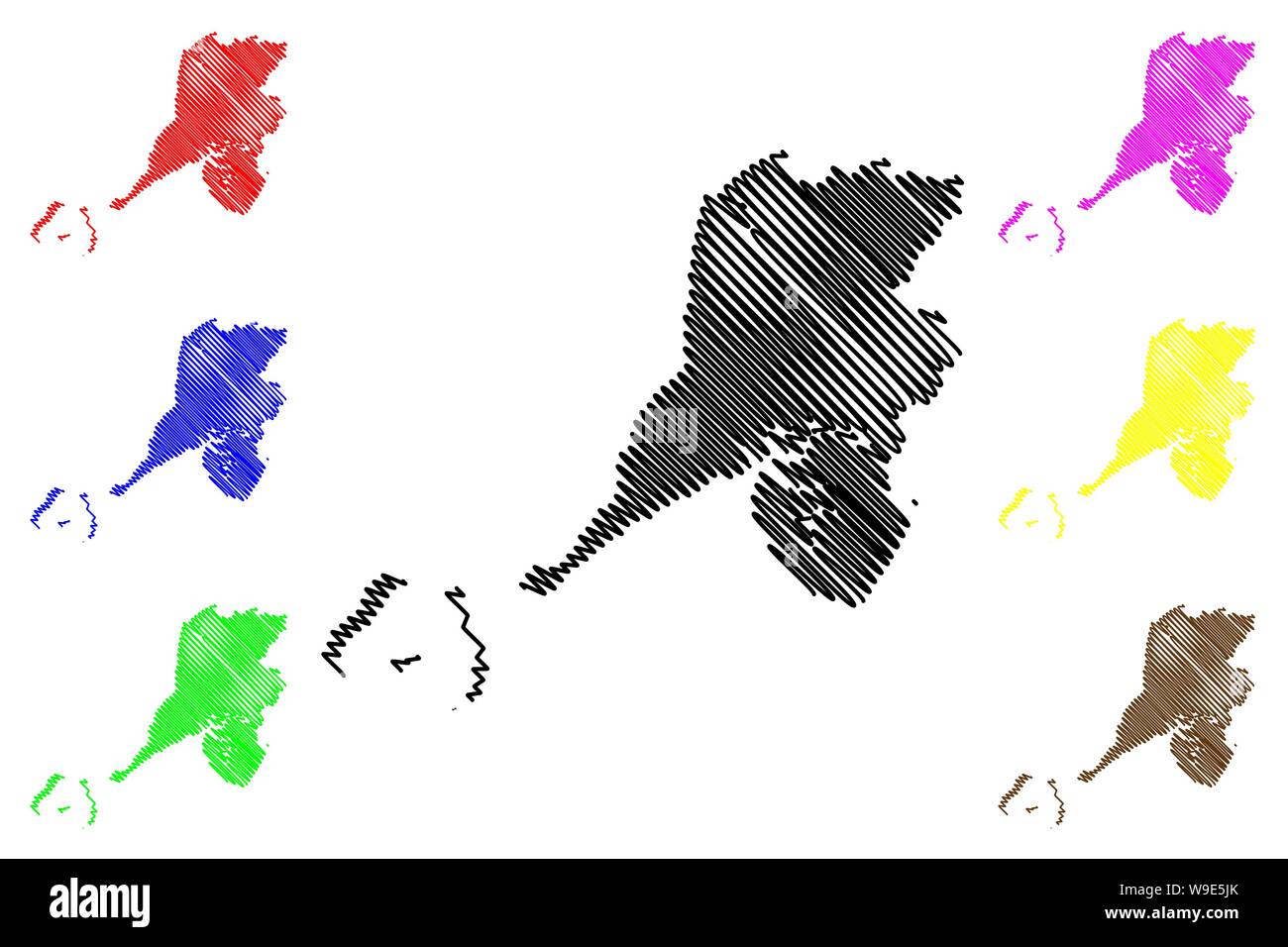 Regione di Conakry (suddivisioni della Guinea, Guinea Conakry, Guinea Francese) mappa illustrazione vettoriale, scribble schizzo Conakry mappa Illustrazione Vettoriale