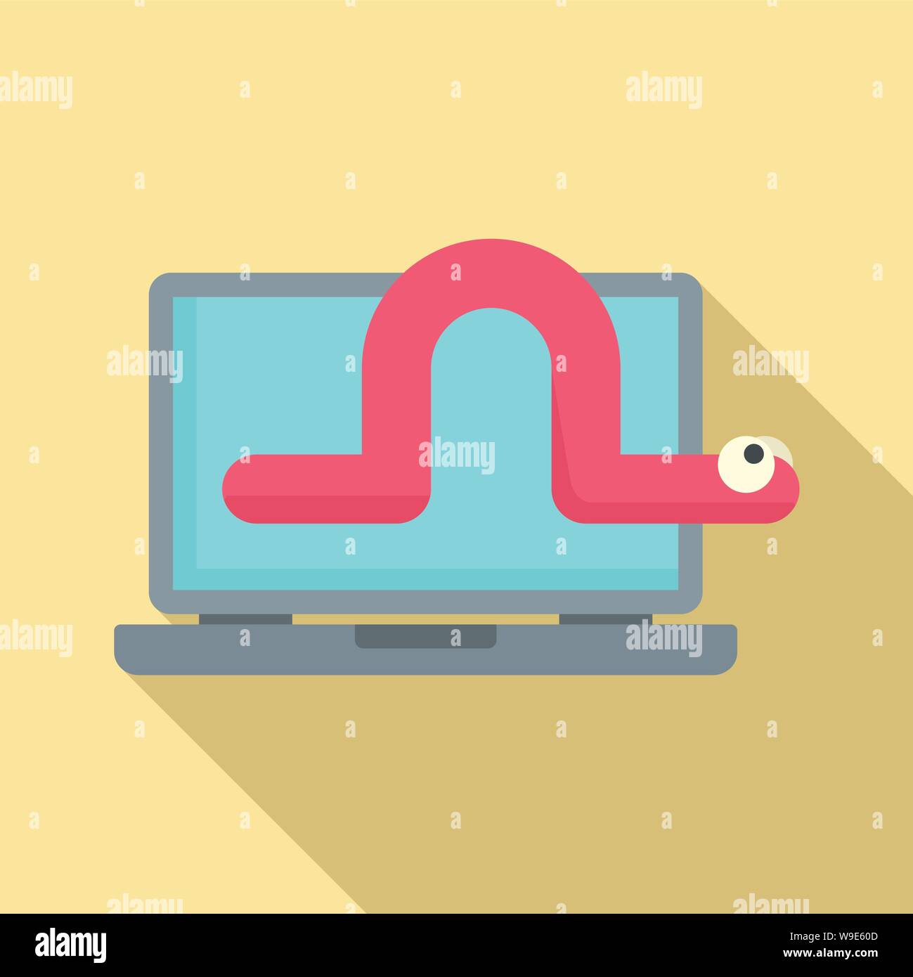 Worm icona portatile. Illustrazione piana del verme laptop icona vettore per il web design Illustrazione Vettoriale
