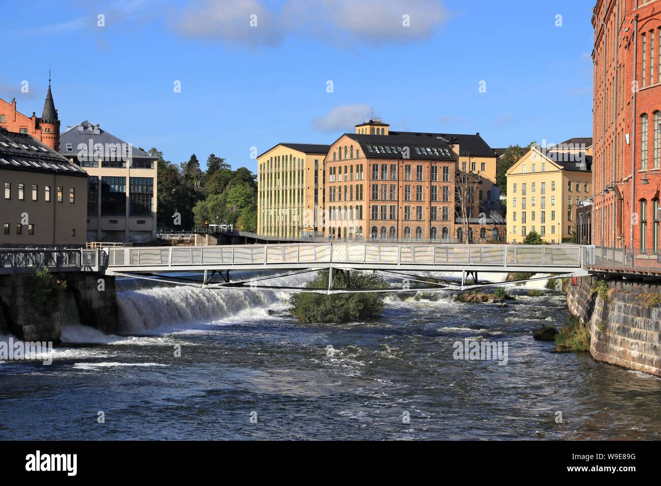 Norrkoping città in Svezia. Ex paesaggio industriale - architettura rivitalizzato. Foto Stock