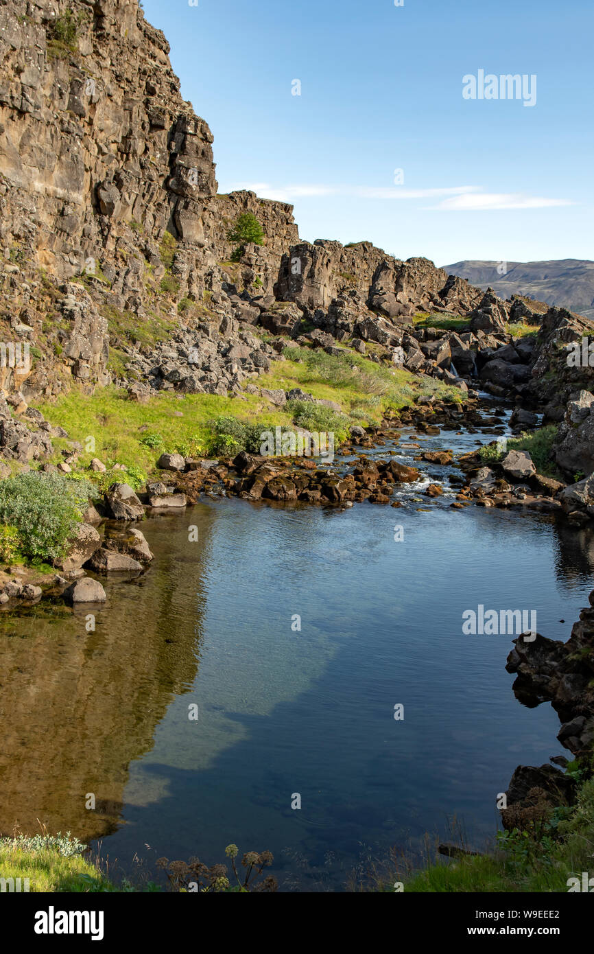 Drekkingarhylur, Thingvellir National Park, Islanda Foto Stock