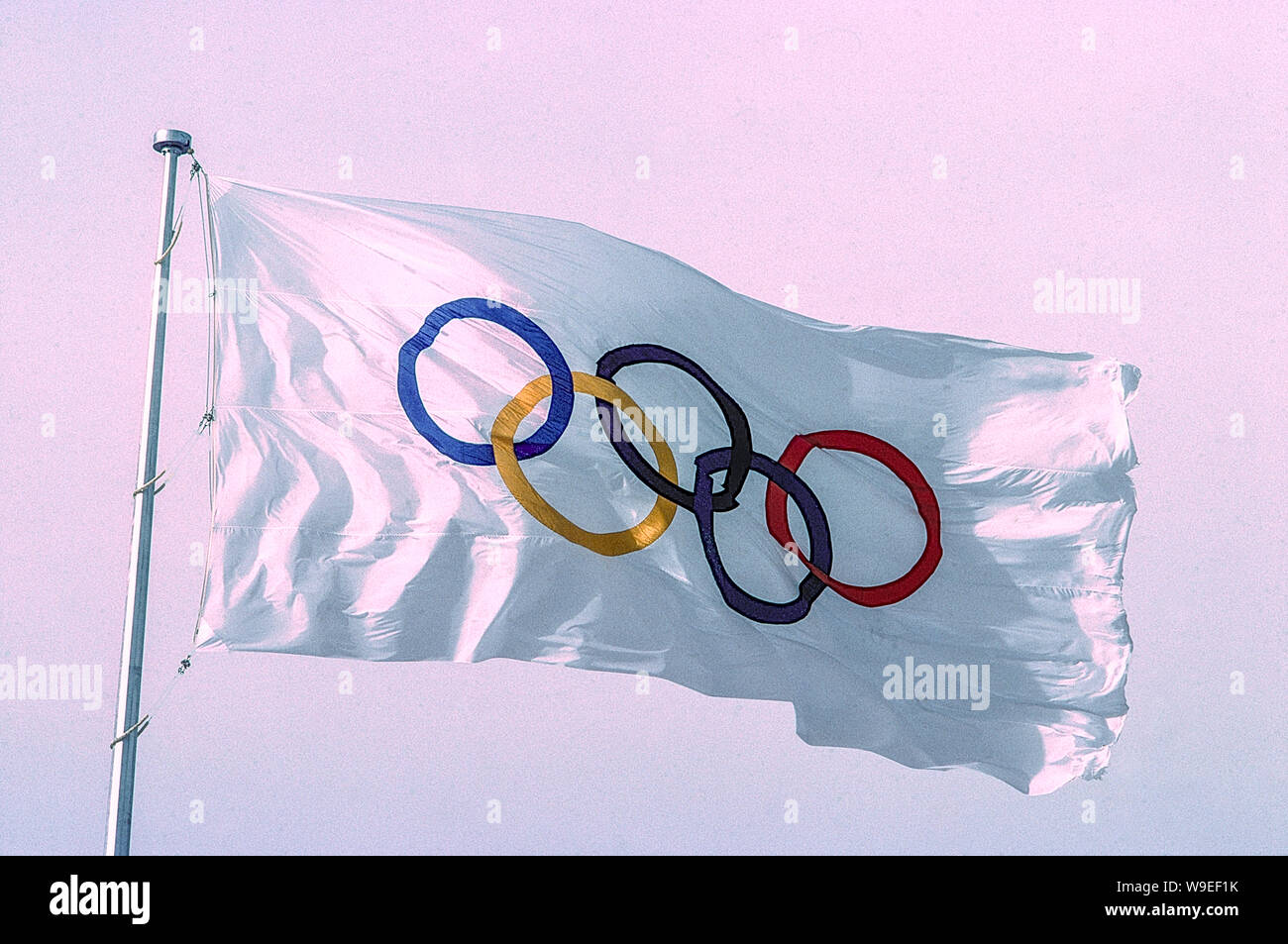 Bandiera olimpica al 1988 Olimpiadi estive. Foto Stock