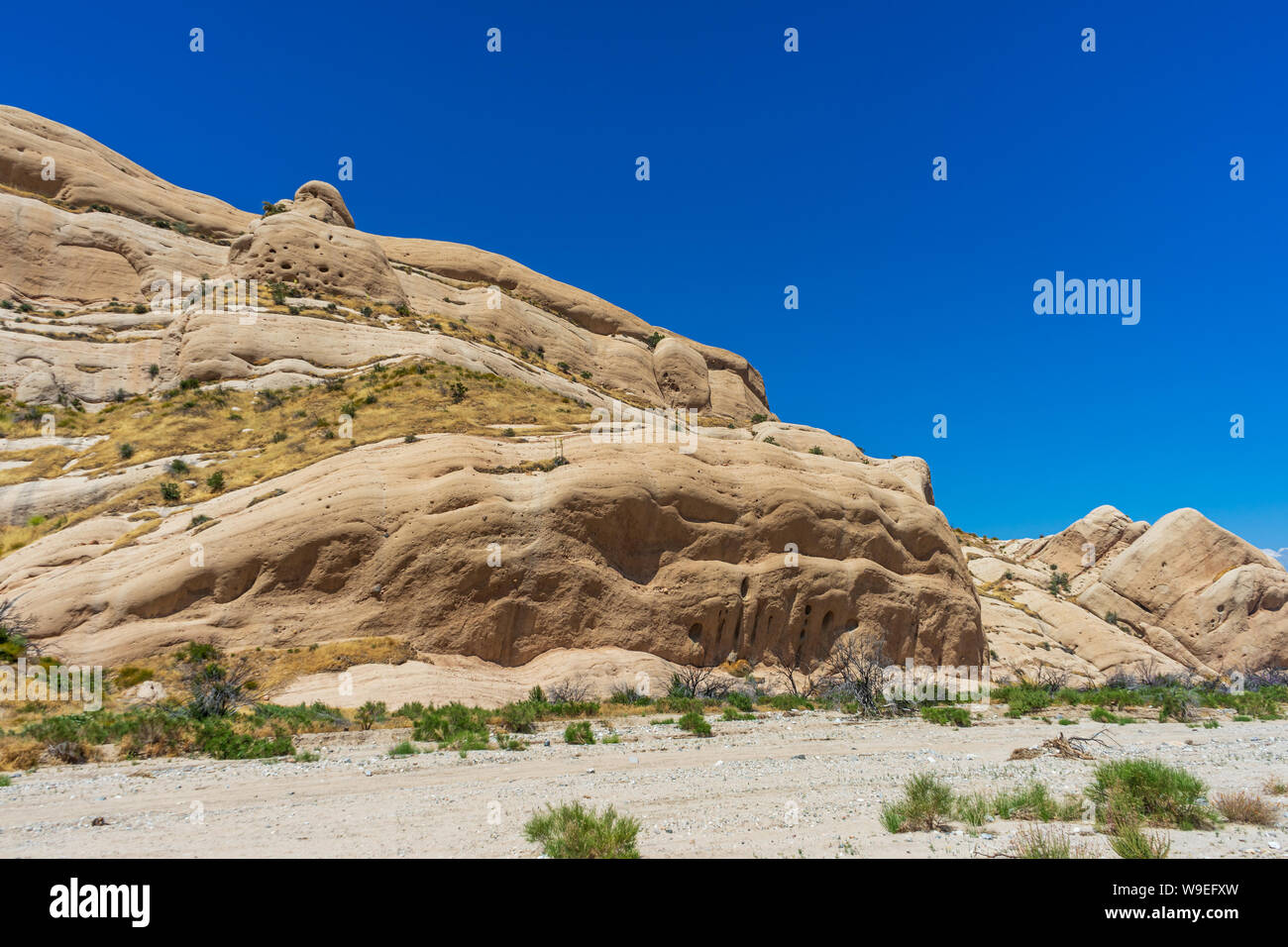 Formazione di arenaria a rocce Mormone nella California del Sud sulla San Andreas anomalia Foto Stock