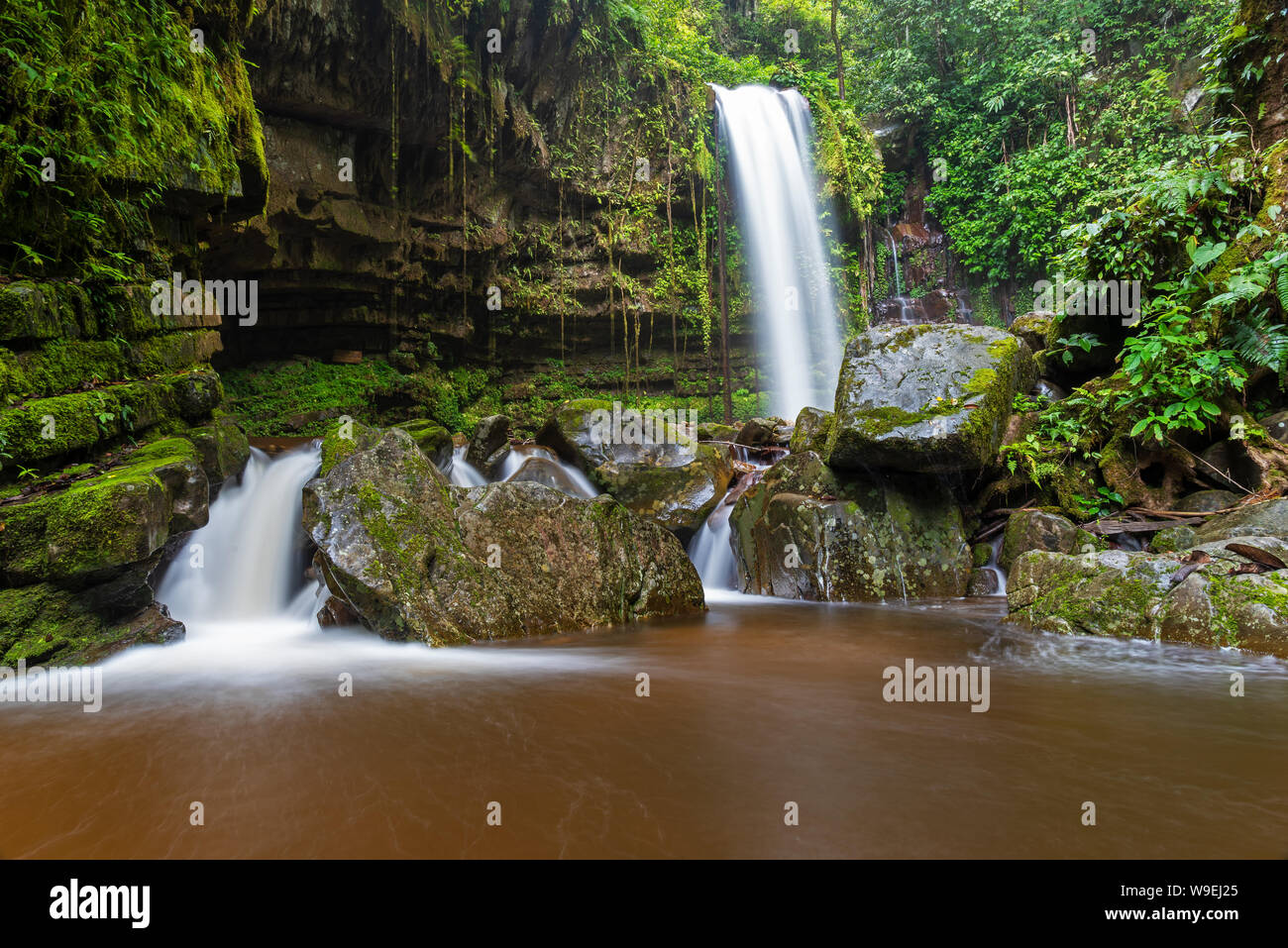 Mahua cascata in Crocker Range Parco Nazionale Tambunan Sabah Borneo Malese Foto Stock