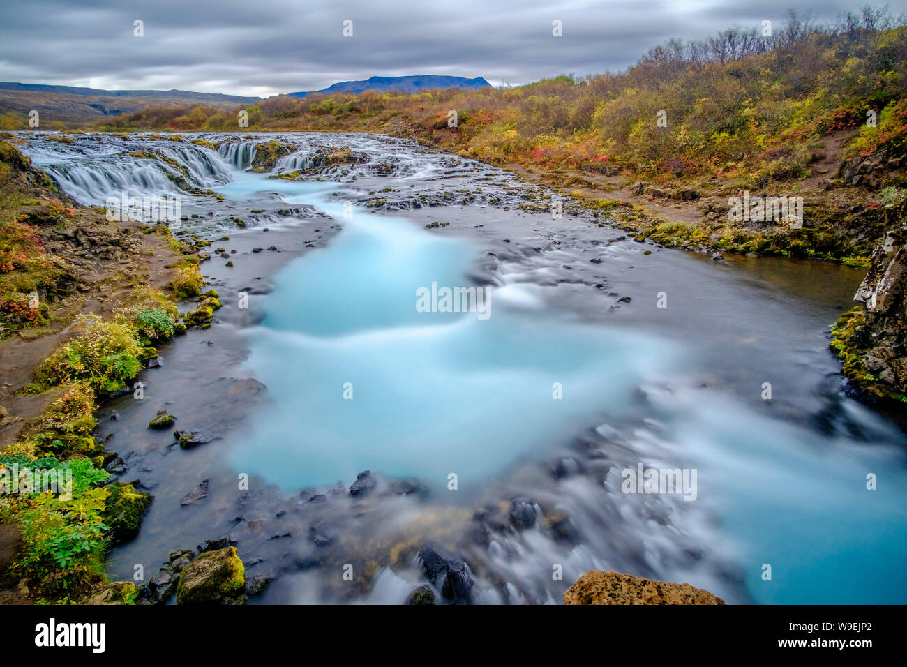 Bruarfoss - unica Islanda cascata. Scena colorata nel sud dell'Islanda, l'Europa. Foto Stock