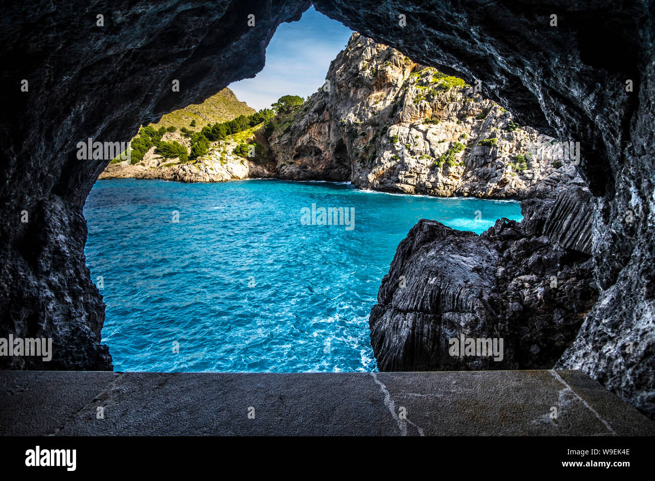 Port de Sa Calobra vista, Mallorca, Spagna Foto Stock