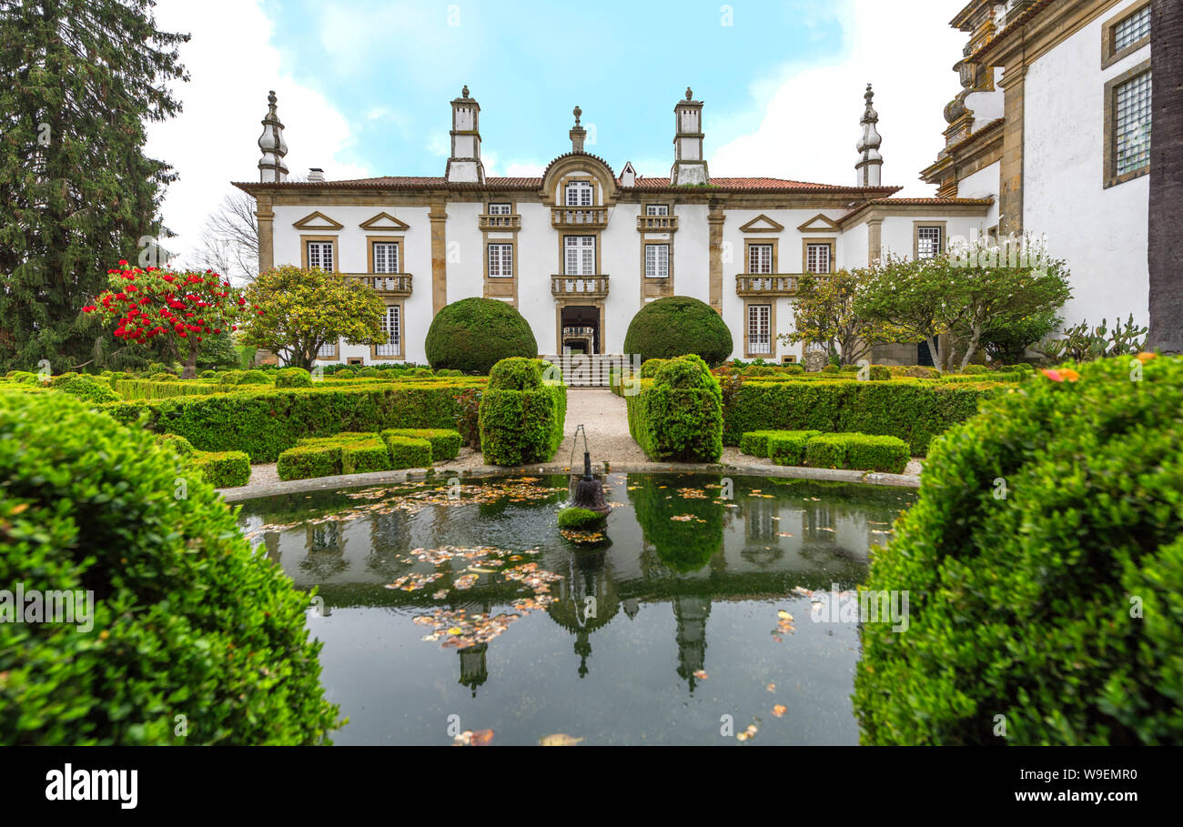 Vista sul Palazzo Mateus. Vila Real, Portogallo Foto Stock