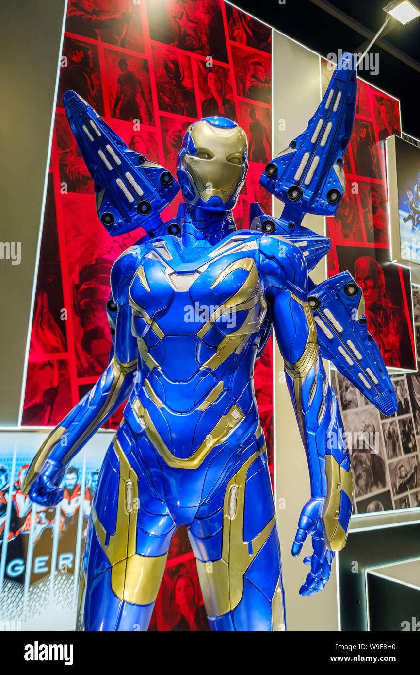 Salvataggio dei vendicatori armor replica nel Ani-Com & Games HK evento espositivo di Hong Kong.ACGHK è la piattaforma perfetta per le vendite e opportunità di business nella grande ondata di industria creativa & intrattenimento digitale lo sviluppo. Come il più famoso carnevale estivo in Hong Kong. Foto Stock