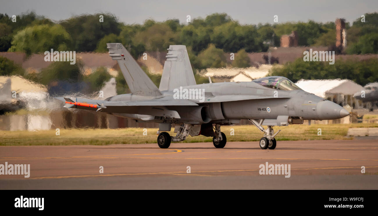 Finnish Air Force F/A 18C Hornet presso il Royal International Air Tattoo 2019 Foto Stock