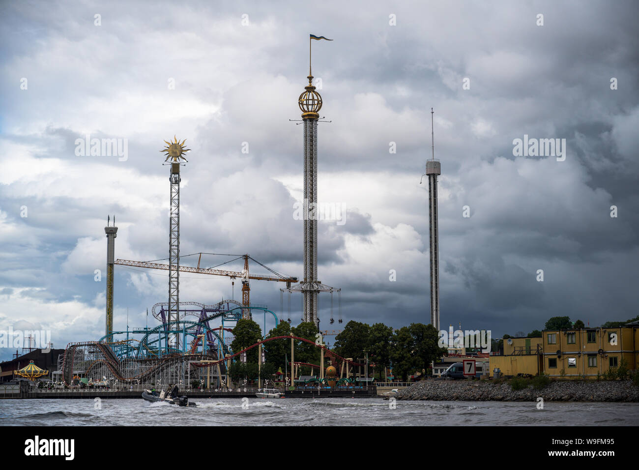 Stoccolma, Svezia -- Luglio 16, 2019. In Svezia il più antico parco di divertimenti, il Grona Lund, a Stoccolma. Foto Stock