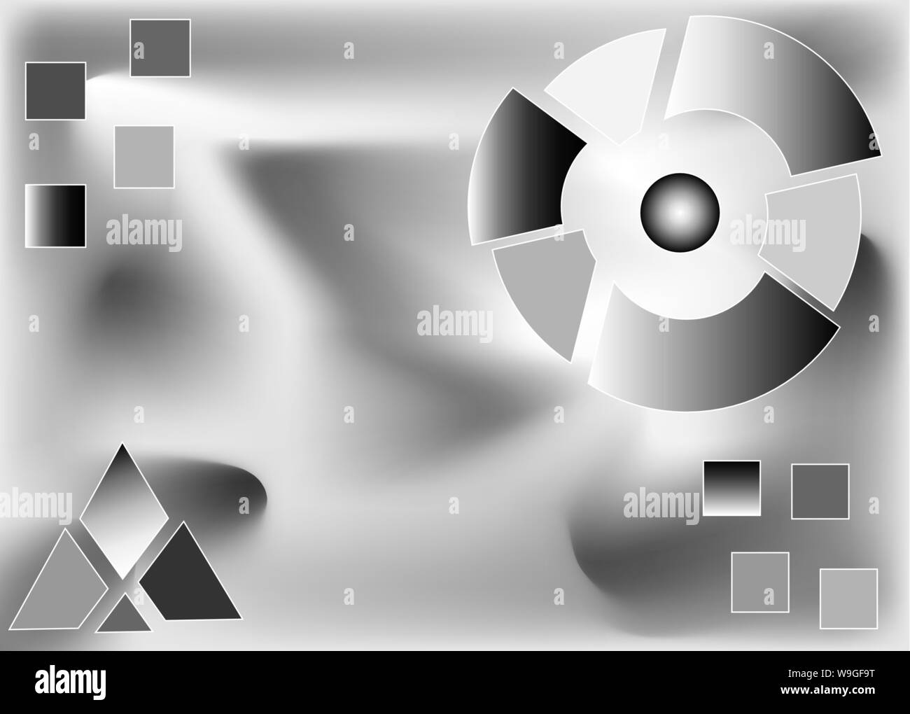Abstract di nero e sfondo bianco con il nero e il bianco, il grigio di schemi. Parti del complesso, una illustrazione della ripartizione dei ruoli. Business, e Illustrazione Vettoriale