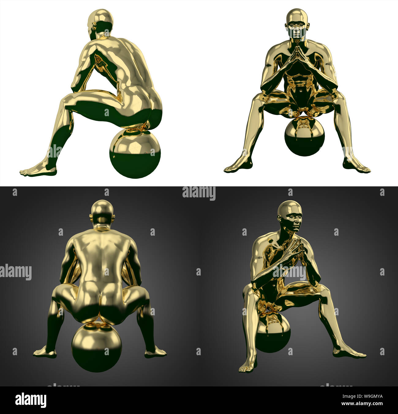 3D rendering illustrazione di oro collezione umana Foto Stock