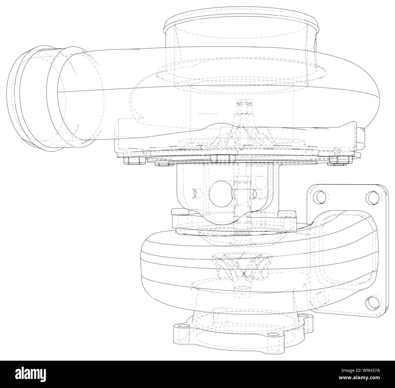 Nuovo turbocompressore o turbina per auto, di tipo o stile vintage, turbo  più piccolo, isolato su sfondo arancione. Vista del dispositivo di impeler  Foto stock - Alamy