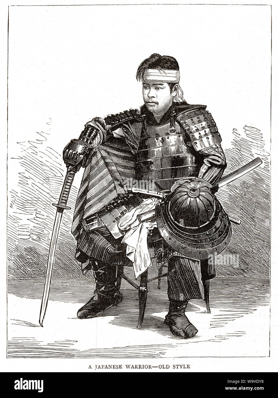 [ 1880 Giappone - Samurai Giapponese ] - Illustrazione di un samurai. Pubblicato nel British settimanale giornale illustrato il grafico il 18 giugno 1881 (Meiji 14). Artwork dal canadese pittore illustratore Charles Edwin Fripp (1854-1906). Xix secolo quotidiano vintage illustrazione. Foto Stock