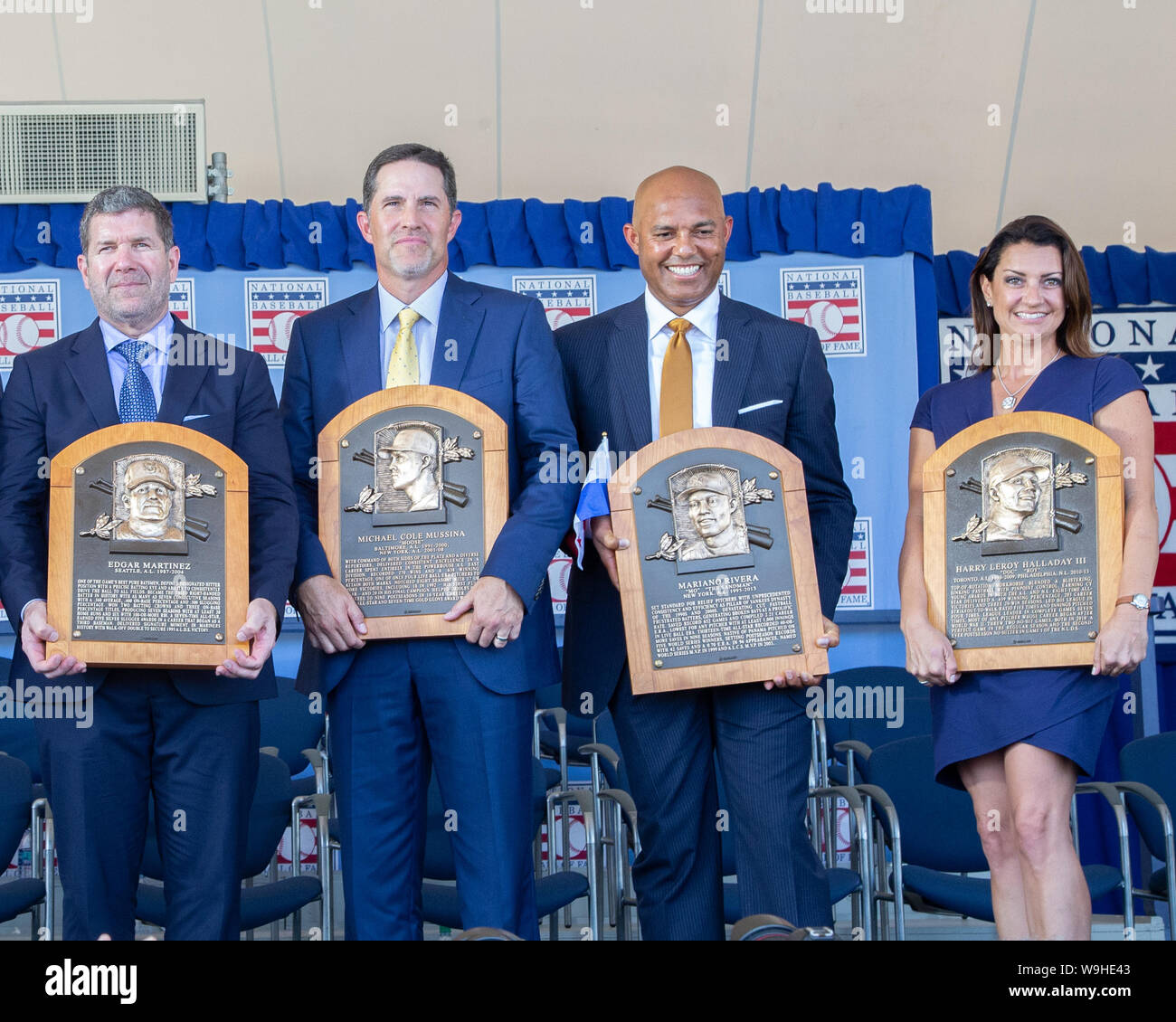 2019 MLB Cooperstown cerimonia di induzione - Mariano Rivera, Roy Halladay, Edgar Martinez, Harold Baines, Lee Smith introdotto nel Baseball Hall of Fame Foto Stock