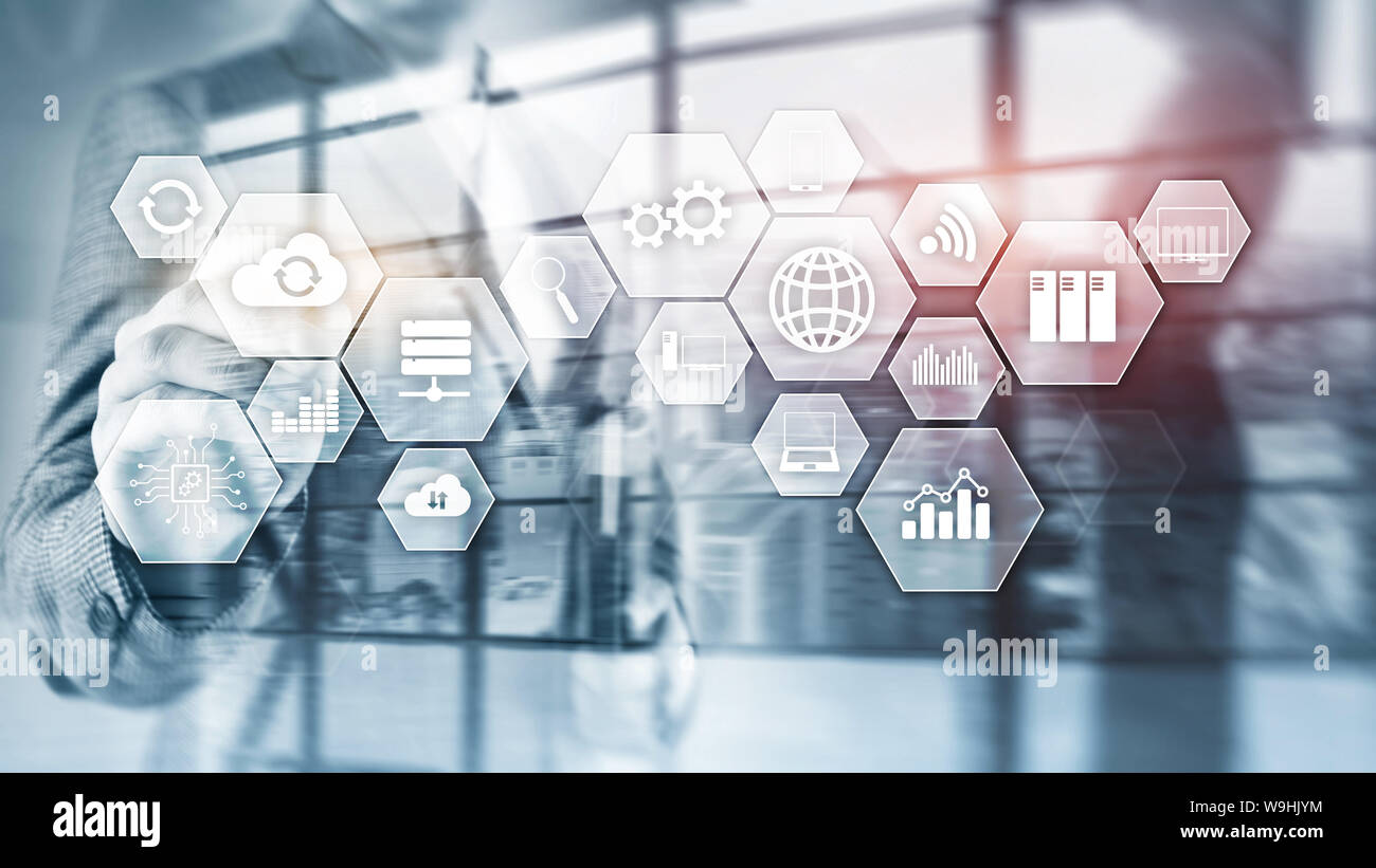 La tecnologia cloud di infrastruttura tecnologia e comunicazione. Foto Stock