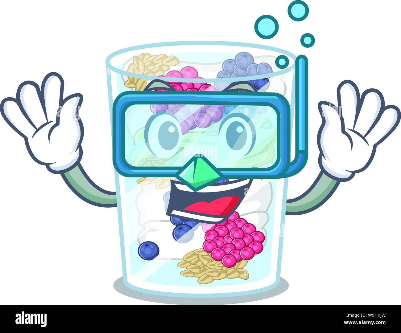 Diving parfait di cartoon in un frigo Illustrazione Vettoriale