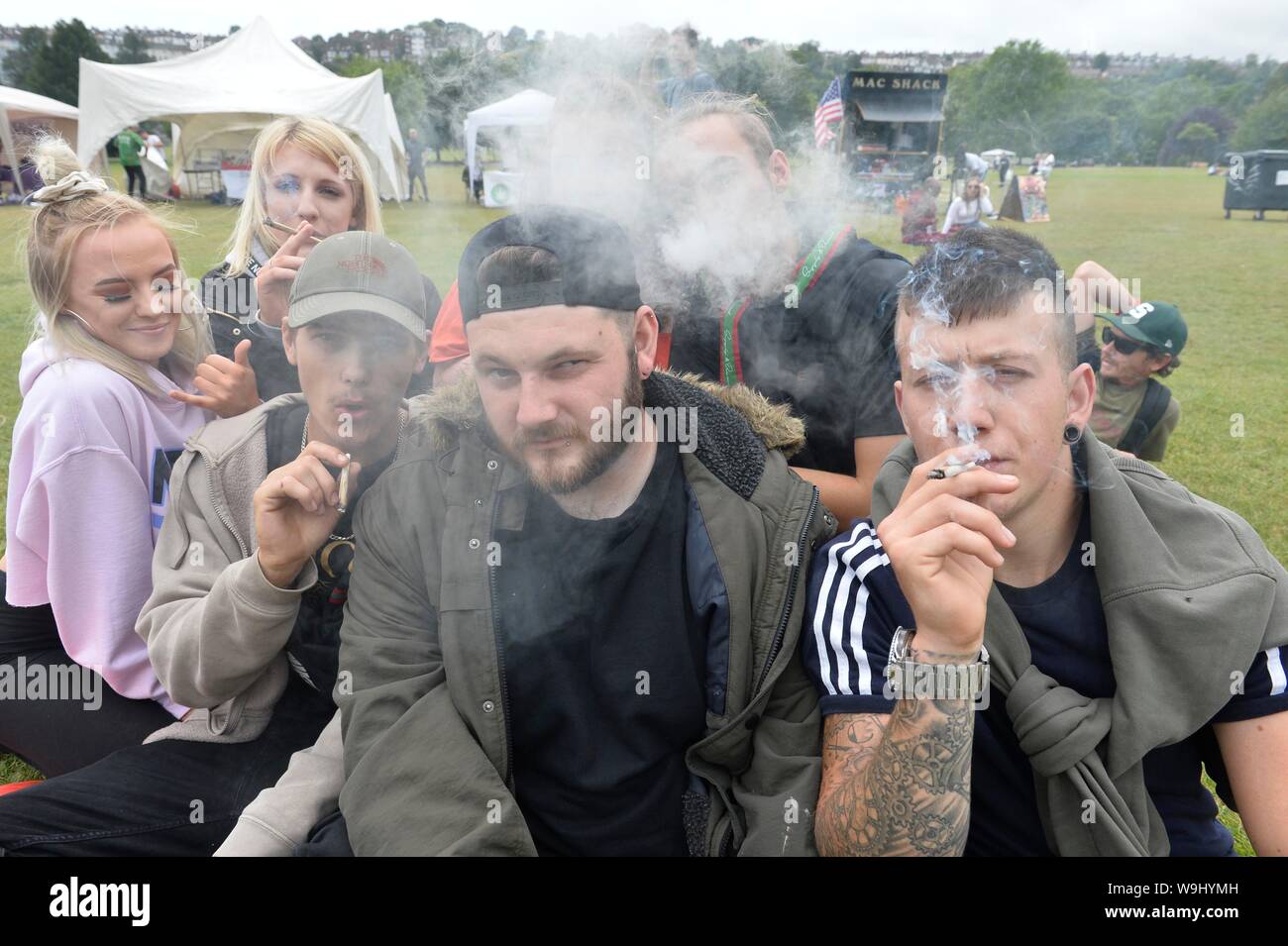 Green Pride 2019 festival di cannabis a Preston Park, Brighton. Foto:Terry Applin Foto Stock