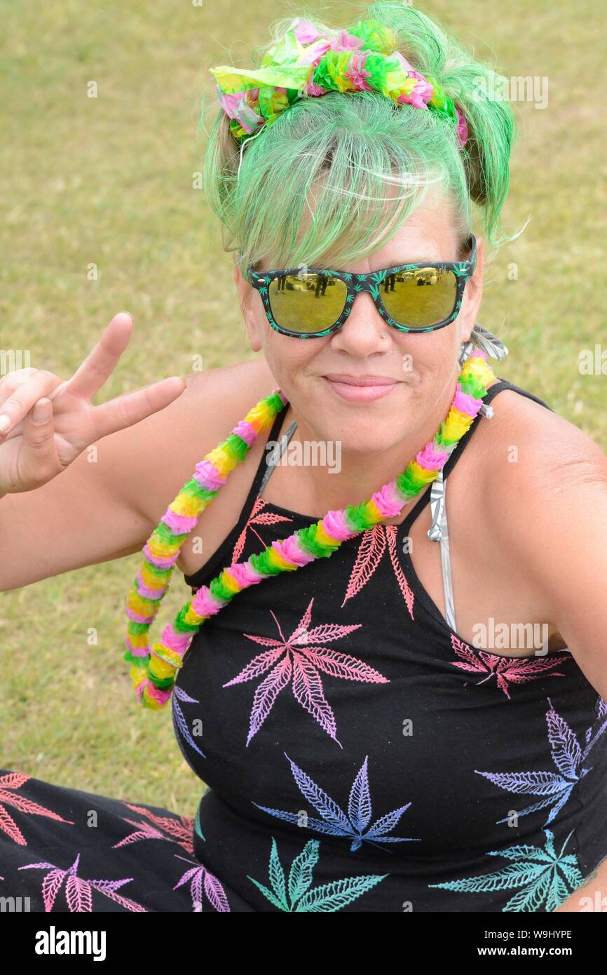Green Pride 2019 festival di cannabis a Preston Park, Brighton. Foto:Terry Applin Foto Stock