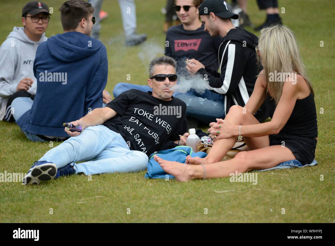 Green Pride 2019 festival di cannabis a Preston Park, Brighton. Foto:Terry Applin Foto Stock