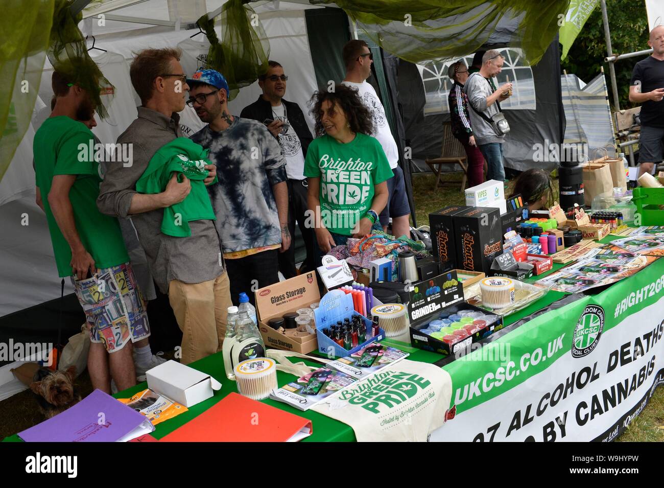 Green Pride 2019 festival di cannabis a Preston Park, Brighton. Foto:Terry Applin Foto Stock