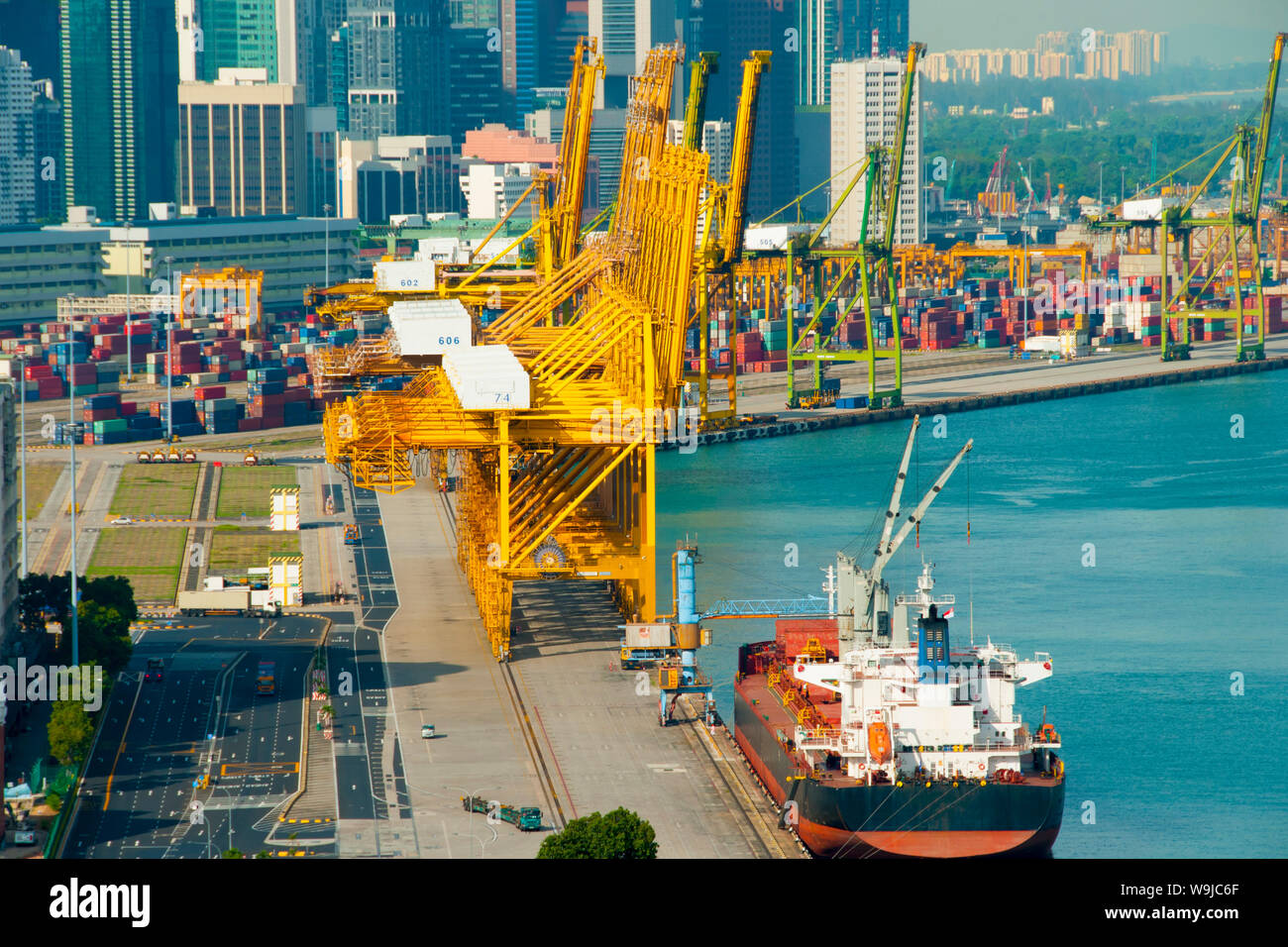 Il porto della città di Singapore Foto Stock