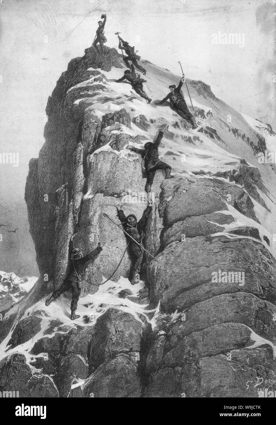 EDWARD WHYMPER (1840-1911) alpinista inglese rendendo la prima ascensione del Cervino nel 1865 Foto Stock