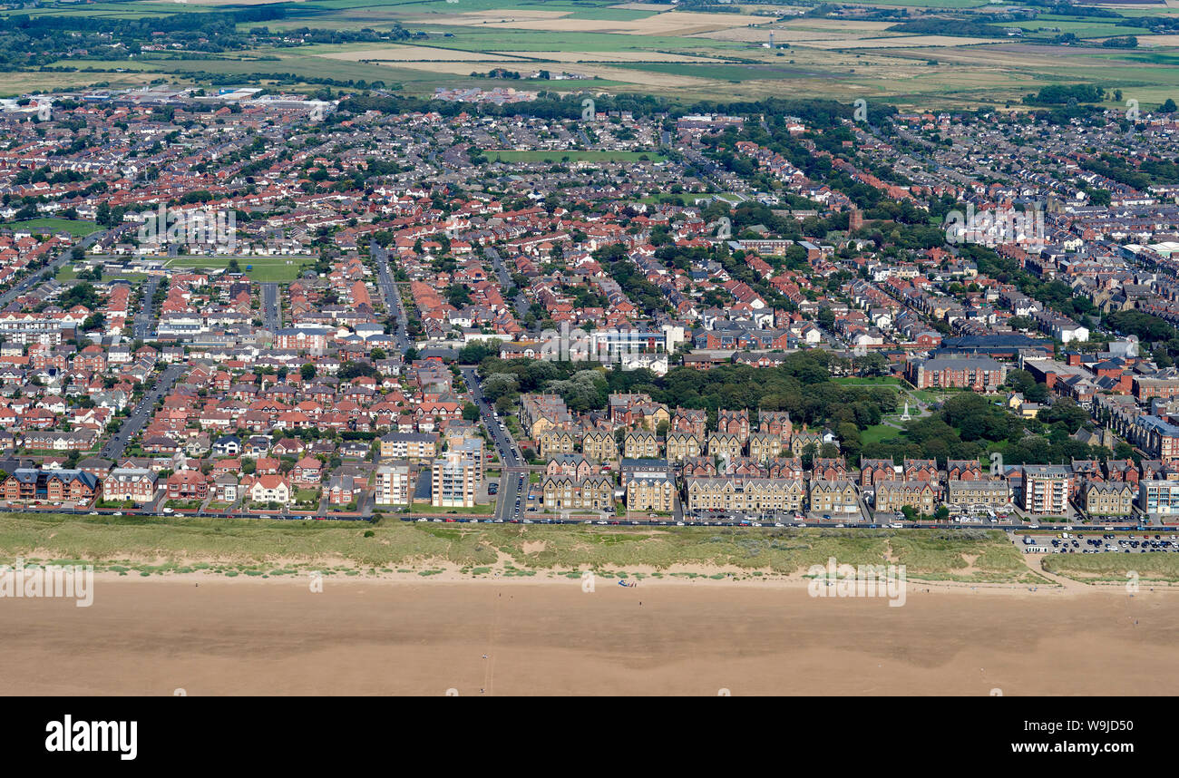 Una veduta aerea di Lytham St Annes, costa di Fylde, North West England, Regno Unito Foto Stock