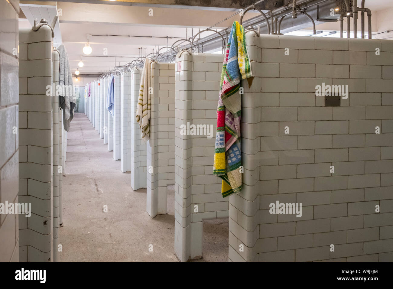 Bagni di miniera a Big Pit National Coal Museum, Blaenavon, Lancaster, South Wales, GB, Regno Unito Foto Stock