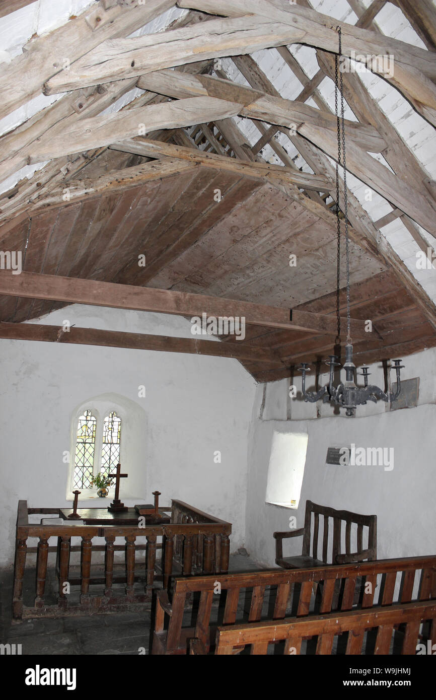 St Rhychwyn la Chiesa, Llanrhychwyn, nr Trefriw, Conwy Valley, Galles Foto Stock