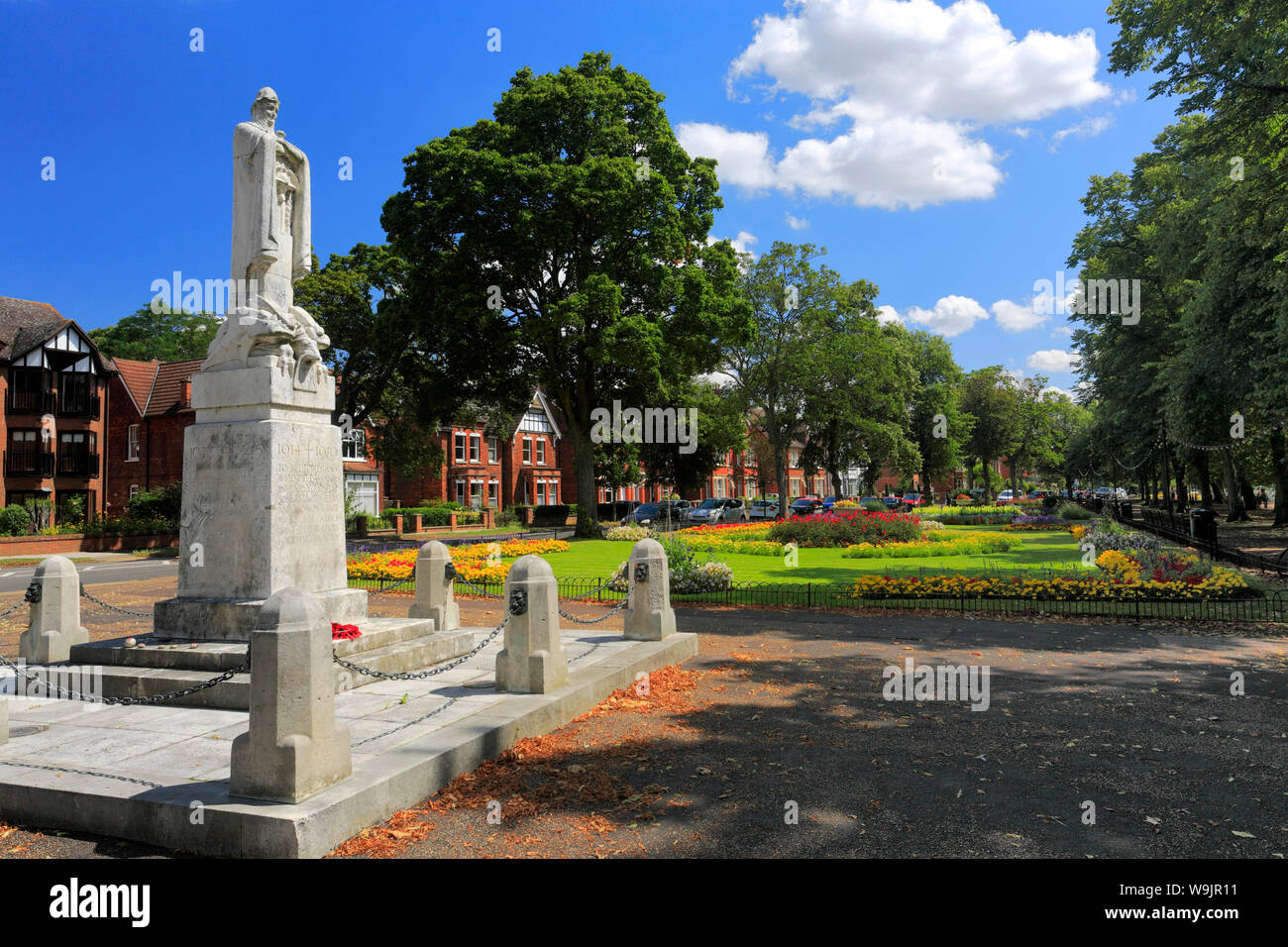Fiori di Primavera, il Fiume Great Ouse terrapieno, Bedford città; Bedfordshire County, England, Regno Unito Foto Stock