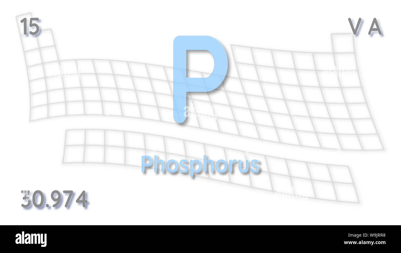 Il fosforo elemento chimico di dati atomici e il simbolo - tabella di elementi Foto Stock