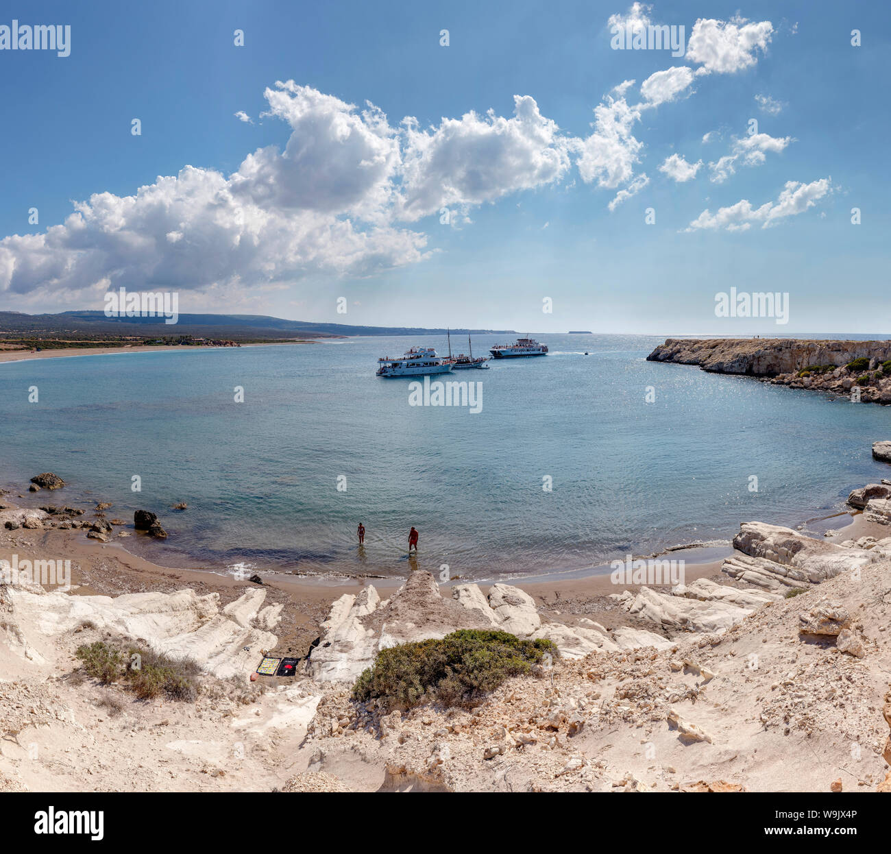 Le rocce di arenaria di Lara Beach, penisola di Akamas National Park, Cipro, Cipro, 30070092 Foto Stock